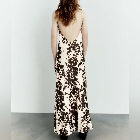 Zara Satin Effect Printed Dress New - Picture 8 of 9